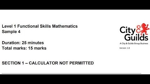 Functional Skills Maths L1 Sample Paper 4 City & Guilds (C&G) (Complete)