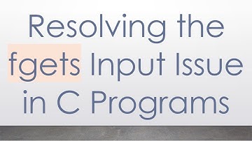 Resolving the fgets Input Issue in C Programs