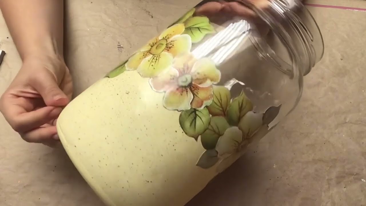 Pote de Vidro com Decoupage- luxo