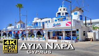 Ayia Napa Cyprus city center in 4K 60fps HDR (UHD) Dolby Atmos 💖 The best Places 👀 Walking Tour