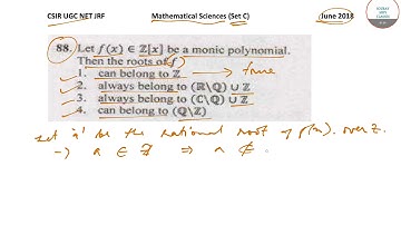 #MATHEMATICAL SCIENCES #SET C #CSIR #UGC #NET #JUNE #2018 #QUESTION 88 WITH SOLUTION 9836793076