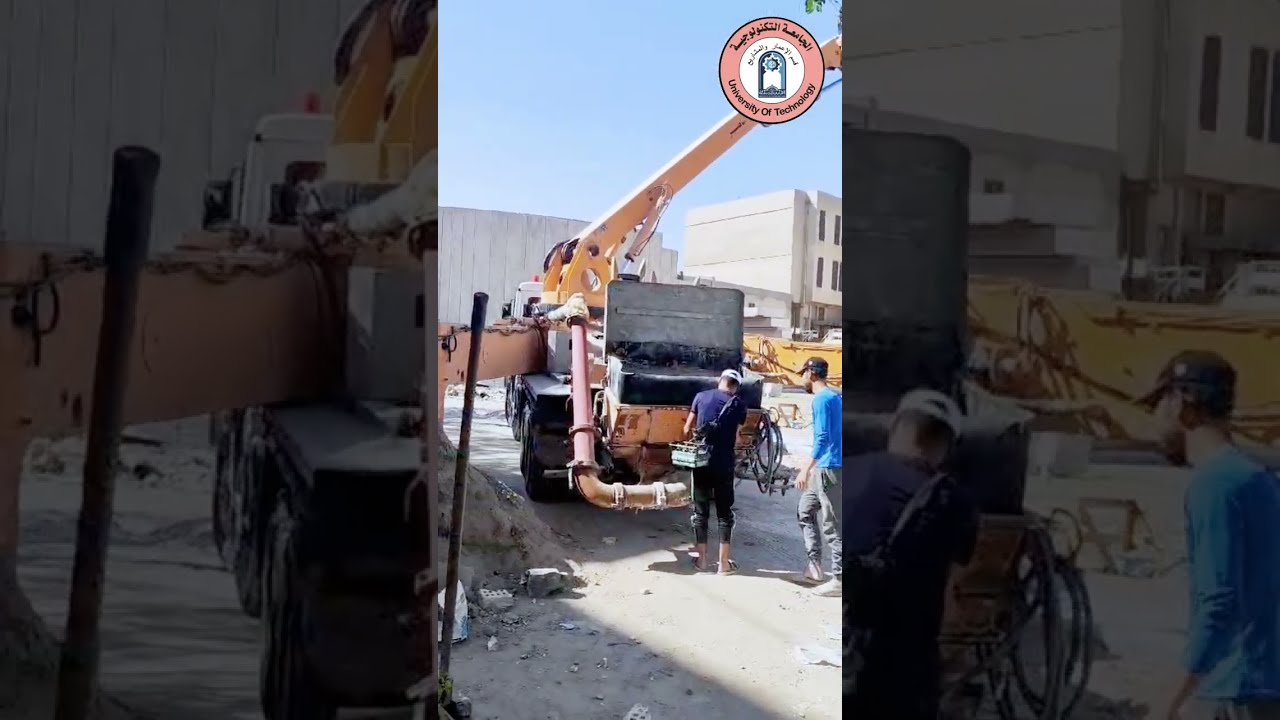 أعمال الصب في نافورة مدخل الرئاسة وحديقة الجامعة