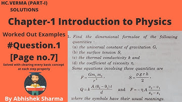 Question no.1(Worked Out Examples) || Ch-1(Introduction to Physics) || HC VERMA|| By Abhishek Sharma