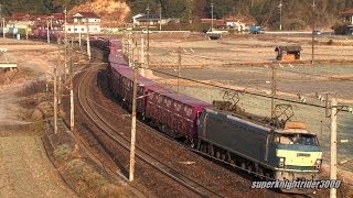 JR貨物 EF66 26号機+コキ24B 貨物列車5070レ 西高屋→白市 2014.2