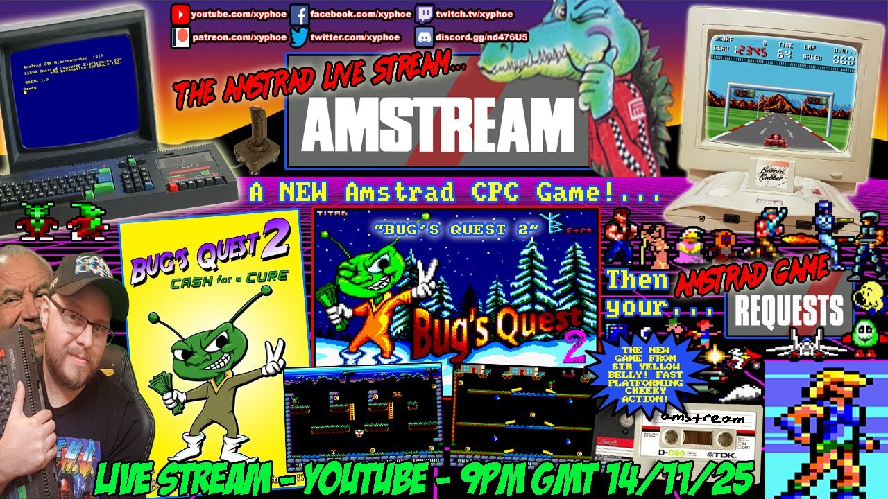 [AMSTRAD CPC] ⚡️AMSTREAM 🕹️ "Bug's Quest 2" New Amstrad Game! ⭐️ & Your Amstrad Game Requests! 👍