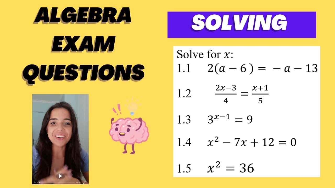 Grade 9 Solving Equations Algebra exam questions YouTube