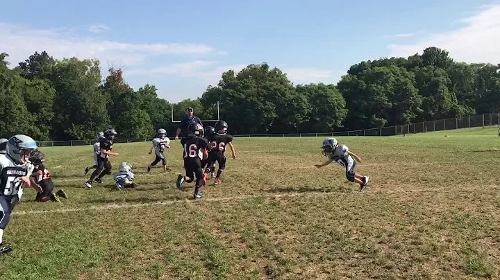 Brayden on the 60 yard touchdown - Union Raiders vs South Kenton 8-19-17