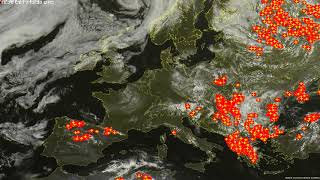 Sat24 lightning video impression for Sunday, July 8, 2018