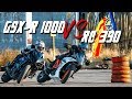 MOTO DRIFT BATTLE - KTM RC 390 vs. GSX-R 1000 | RokON VLOG #48