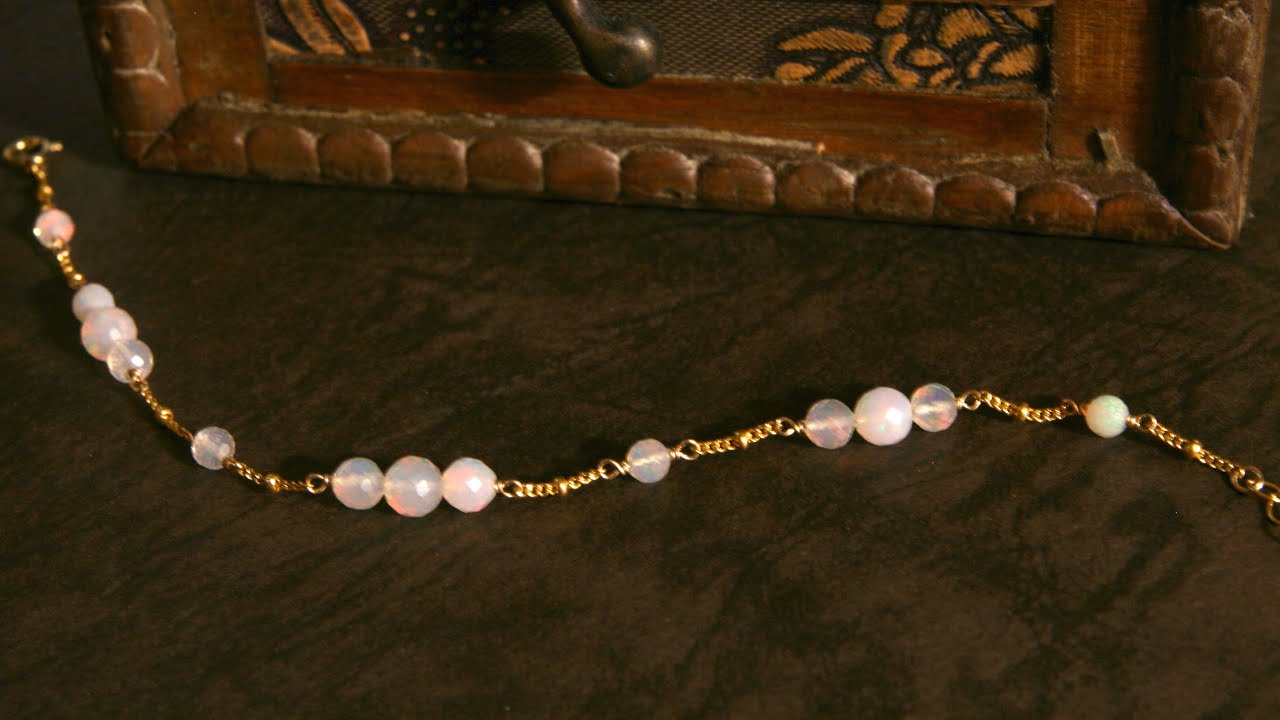 蛋白石手鍊DIY飾品製作教學【秘密 蛋白石手鍊】JoyJoyGem|輕珠寶|手工飾品|BW19077