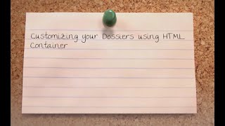 LemonDataChat -  Customizing your Dossier using HTML Containers - Part 1