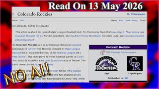 Colorado Rockies (No AI) - 13 May 2026