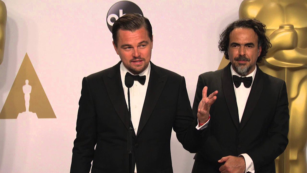 The Revenant Leonardo DiCaprio and Alejandro G Irritu Oscars Backstage Interview 2016