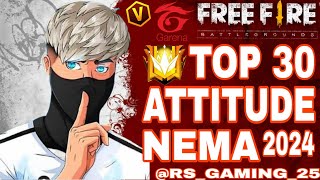 TOP 30 ATTITUDE NAME IN FREE FIRE 2024 || FREE FIRE NEW NICKNAME 2024 || BEST NAME FOR FF 😁