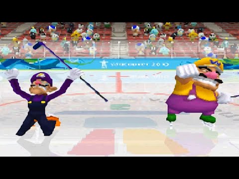 Mario Sonic At The Olympic Winter Games DS All Characters Ice Hockey Gameplay