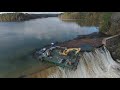 Drone footage: Barge dislodged near Stevens Creek Dam