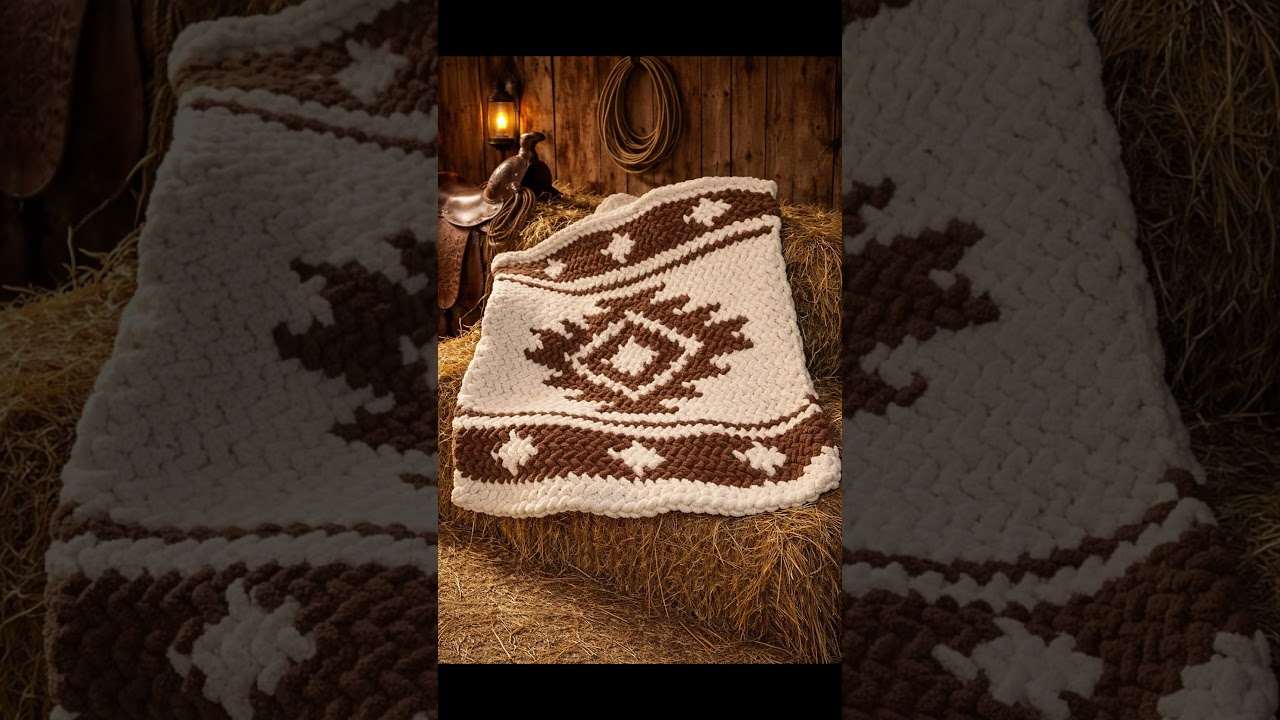 45x45 Aztec chunky knit blanket #knittig #handknitting #knitting #western #aztec #hobby