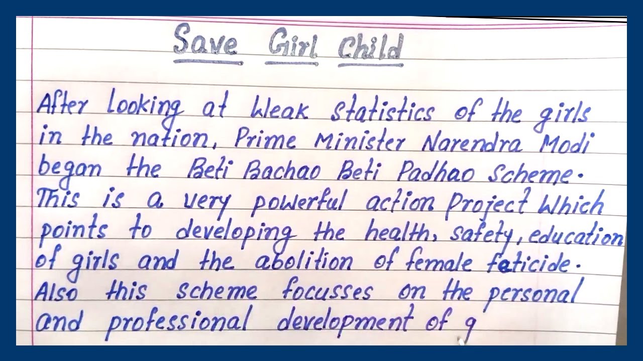 essay on save the girl child in 200 words