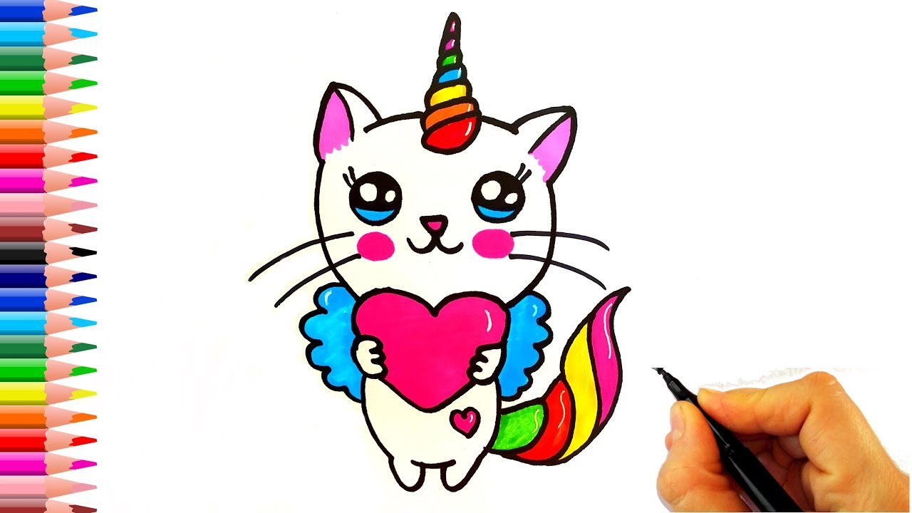 Unicorn Kedi Nasil Cizilir How To Draw A Catcorn Drawings Draw Unicorn