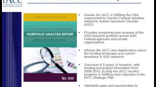 AIR-P/ATN Advances in Autism Research & Care Webinar Series - December - Activities of the IACC