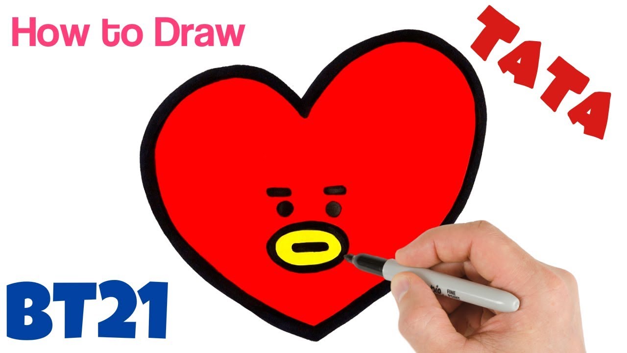 wallpapers Bt21 Bts Drawing Easy Step By Step how to draw bt21 tata easy bts art tutorial step by step