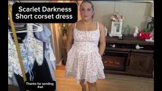 Scarlet Darkness Floral Mini Corset Dress for Women Teen 2026 Summer Spring Flowy A-Line Sundress wi