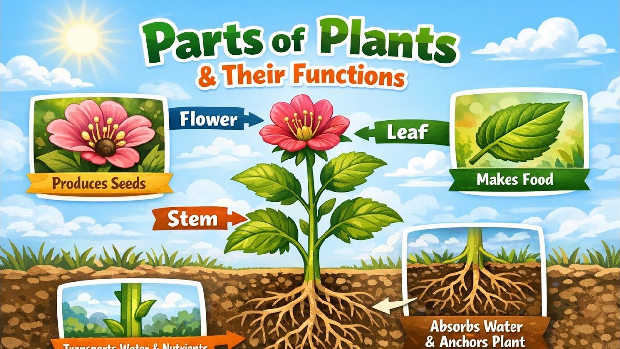 🌱 PARTS OF A PLANT & THEIR FUNCTIONS |  Learning Video