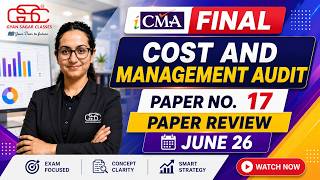 CMA FINAL COST AUDIT PAPER REVIEW | JUNE 26 EXAM | MCQ SOLUTIONS | GYAN SAGAR CLASSES