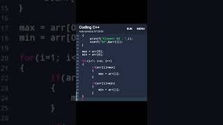 Write a program in C to find the maximum and minimum element in an array. #c #arrays #shorts