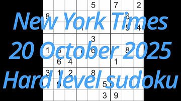 Sudoku solution – New York Times 20 October 2025 Hard level
