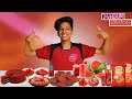24 hours red colour food only eating challenge 