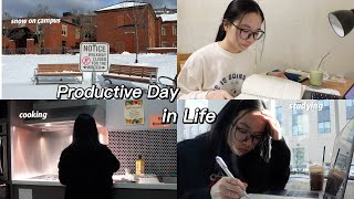 Productive day in life vlog |  snowstorm, classes, cooking, internship | Humber College |