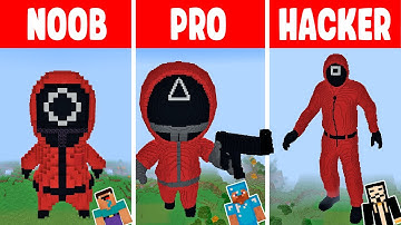Minecraft SQUID GAME STATUE HOUSE BUILD CHALLENGE - NOOB vs PRO vs HACKER