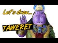 Let&#39;s draw Taweret ! Colored pencils timelapse