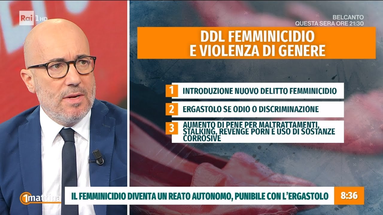 Reato di femminicidio: ergastolo per chi uccide una donna  - Unomattina 10/03/2025