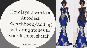 Layers on Autodesk sketchbook/how I add glittering stones on fashion sketch #fashionillustration