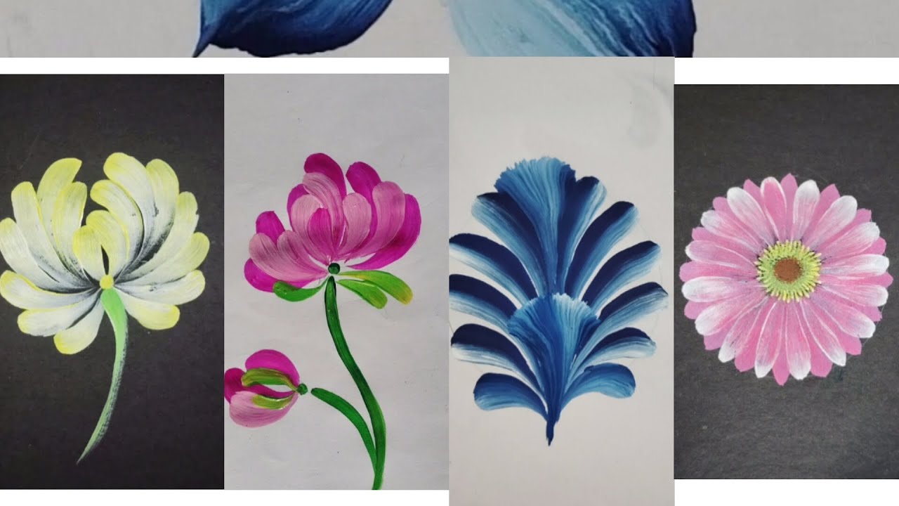 One Stroke Painting - Flowers Painting using Round Brush 🖌️🖌️🖌️🖌️