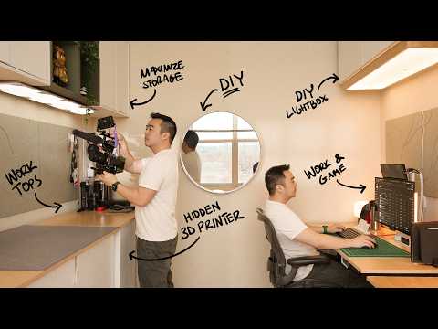 DIY Home Office Tour - Hidden 3D Printer, Custom Lighting, and More