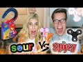 SOUR GUMMY VS. HOT EXTREME FIDGET SPINNER CHALLENGE - (DAY 131) comp