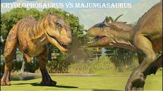 Majungasaurus vs Cryolophosaurus in Jurassic World Evolution 3