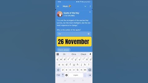 HRUM Quote of the day | Hrum daily Task | daily tasks  26 November August Hrum Answer #hrum