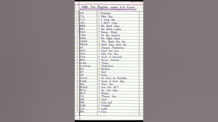 sms fun English word full forms