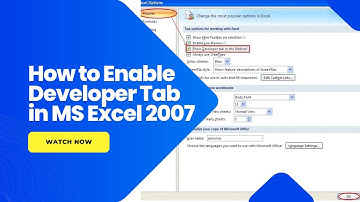 Developer tab | How to enable Developer tab in Excel | MS Excel 2007 | MS office | Excel
