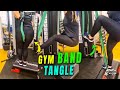 Girl Gets Tangled in Resistance Bands at the Gym