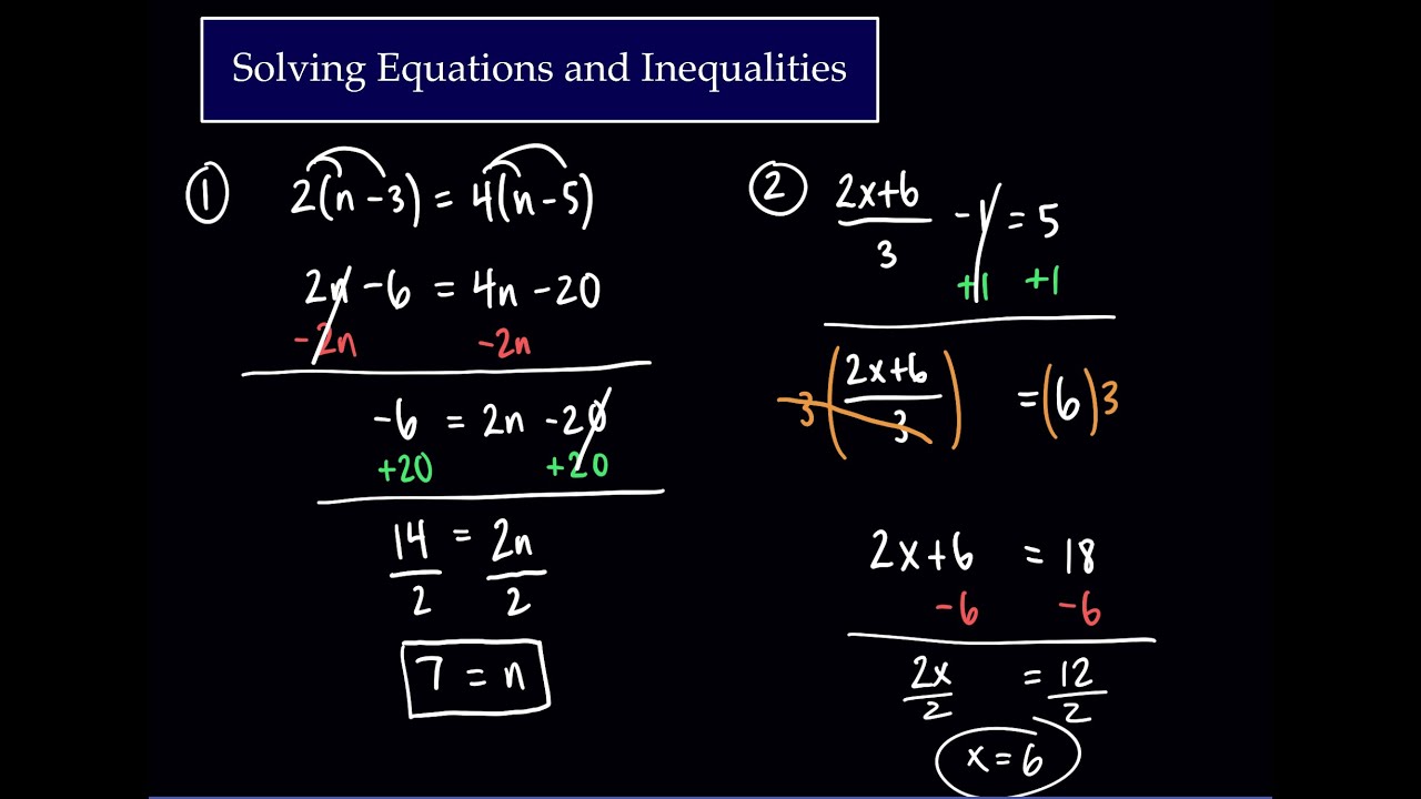 Solving Equations and Inequalities Notes