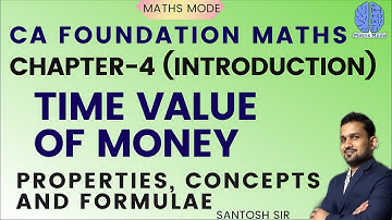 CA FOUNDATION | CHAPTER -4 | TIME VALUE OF MONEY | INTRODUCTION | MATHS MODE | SANTOSH SIR