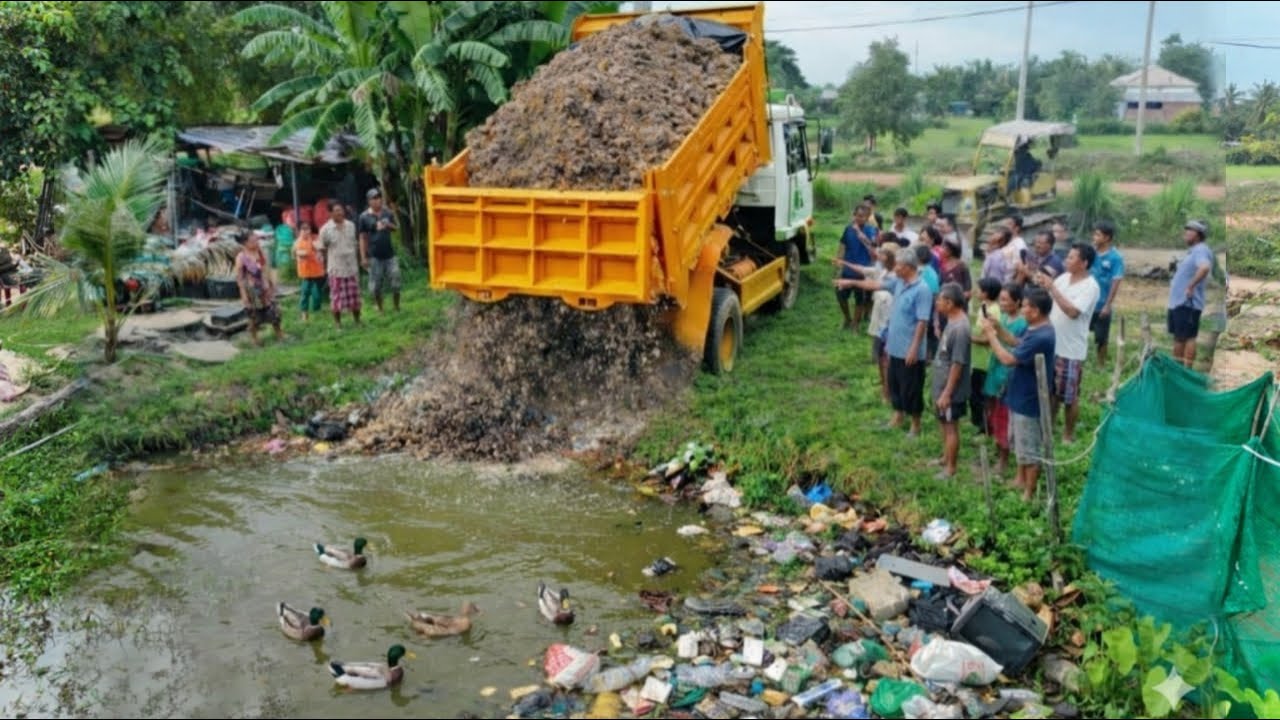 Quickly-Working New PROJECT! Overloading Soil to Delete Water Process by Bulldozer & Dump Truck 5ton