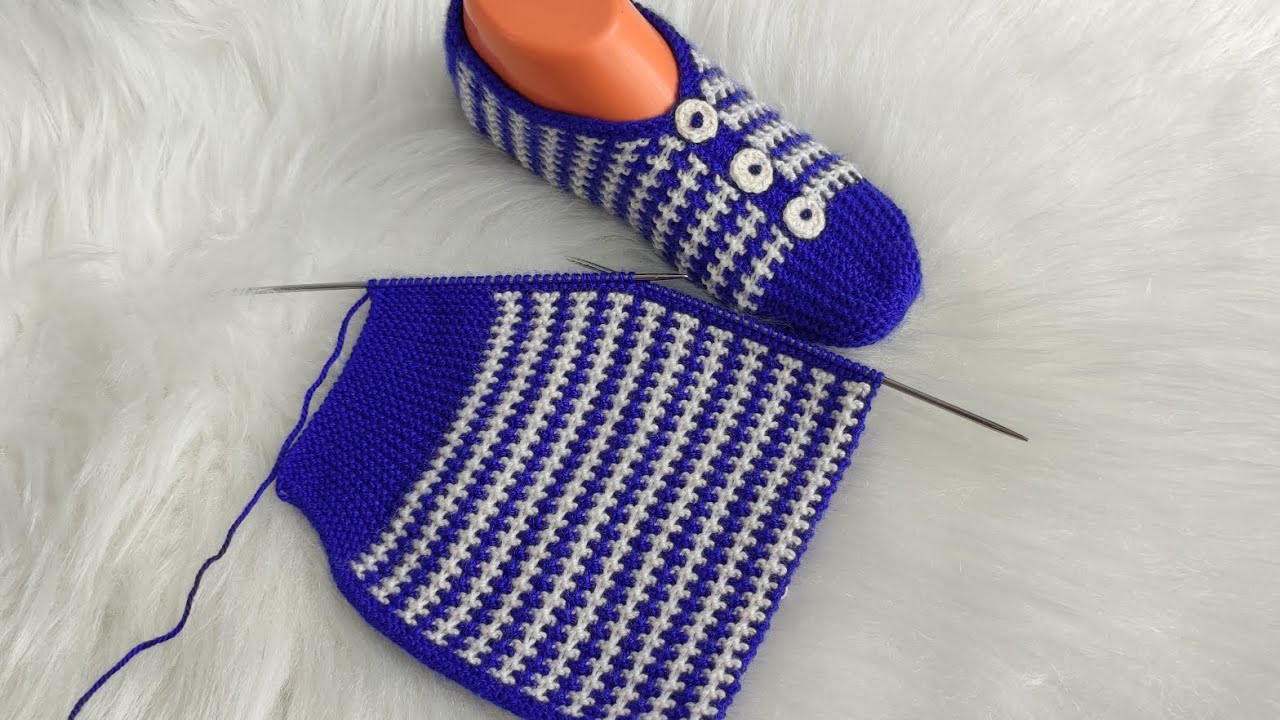 💥Bu model başka yerde yok 💥 İki şiş desenli patik yapılışı #beşşiş #ikişiş #very #keşfet #handmade