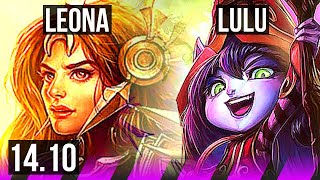 LEONA & Jhin vs LULU & Aphelios (SUP) | Rank 3 Leona, 0/1/15 | EUW Grandmaster | 14.10