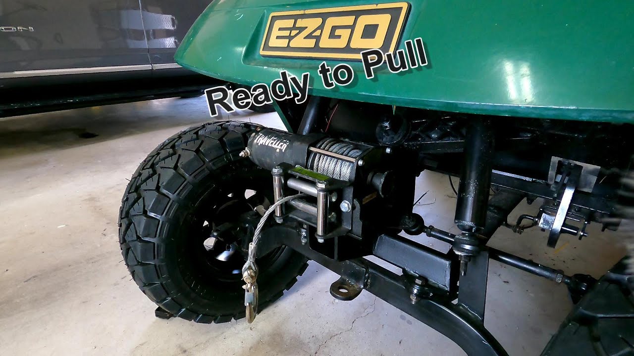 EZGO Golf Cart Build pt 1 Custom Winch Mount YouTube